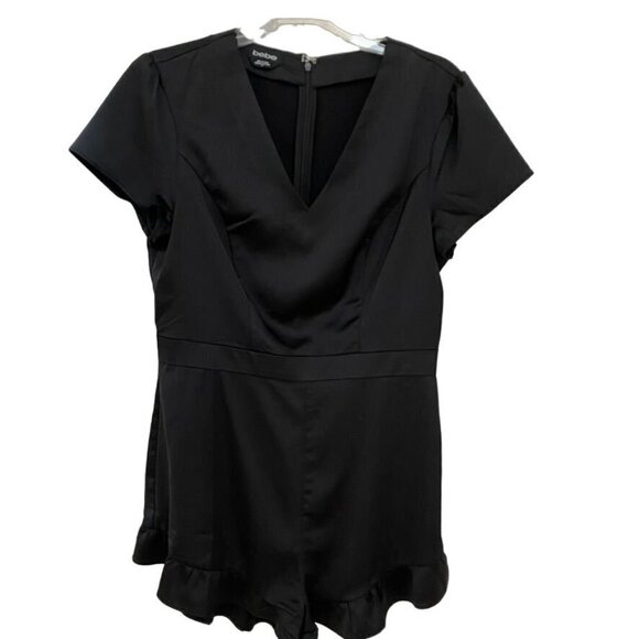 bebe Pants - Bebe Satin Ruffle Romper Sz 10 Party Cocktail As is